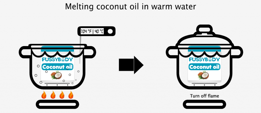 Melting coconut oil in warm water