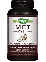 A bottle of Nature's Way MCT oil softgels