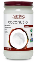 Nutiva organic virgin coconut oil in glass jar